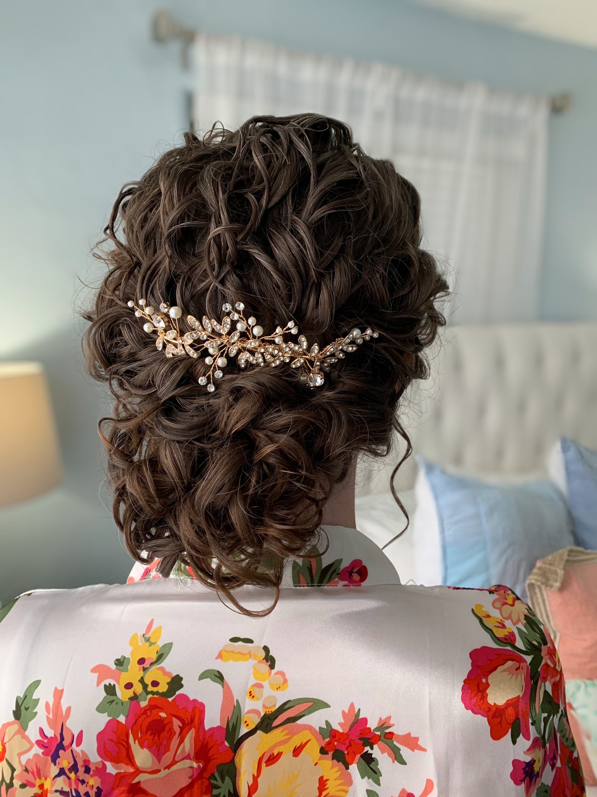 Curly Hair Bridal Style Accessory Updo