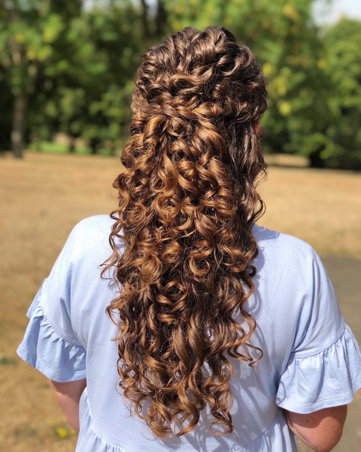 Curly Hair Bridal Style Half-Up